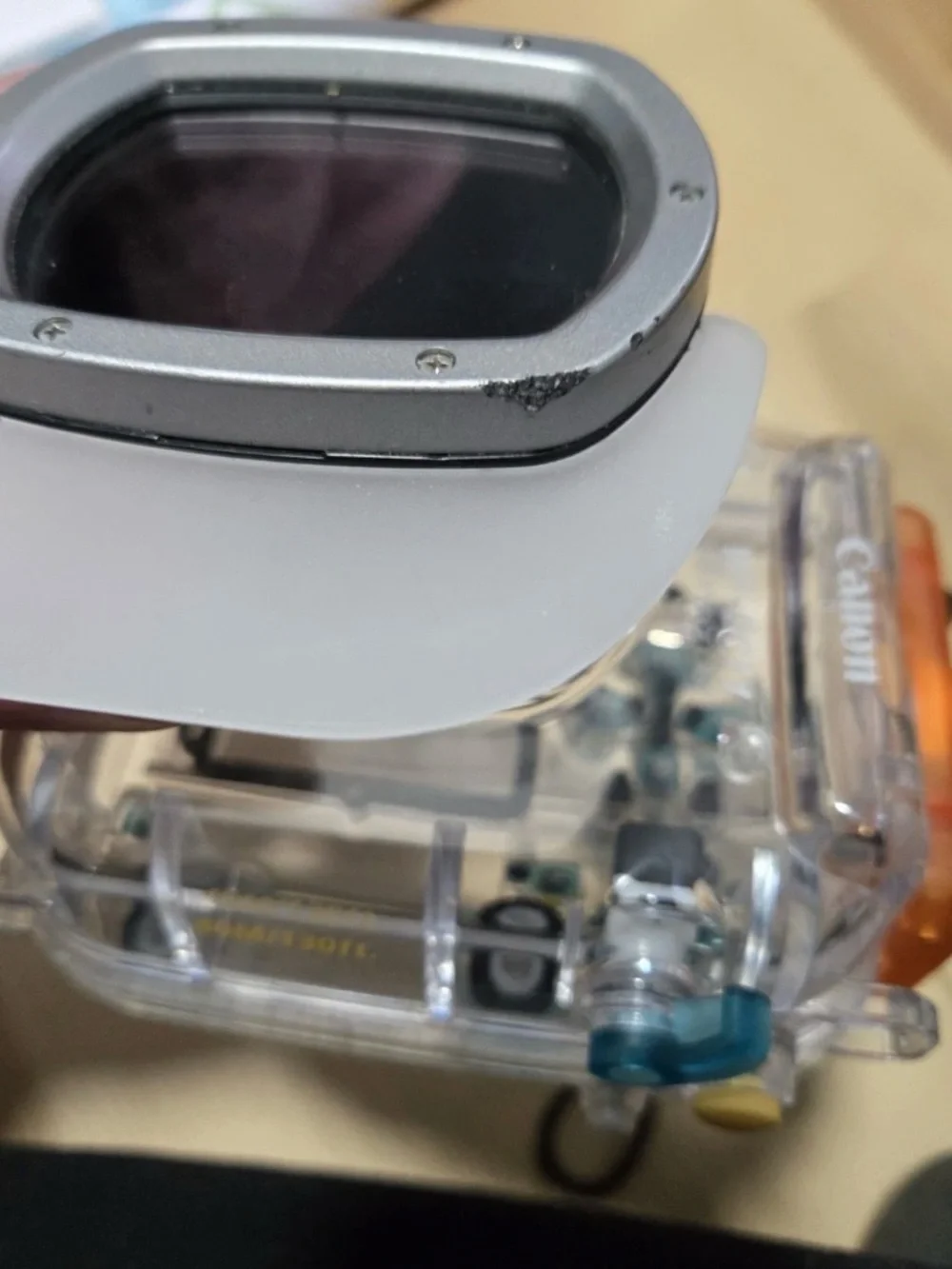 Canon Underwater Camera Housing - Clear with Blue & Orange Accents
